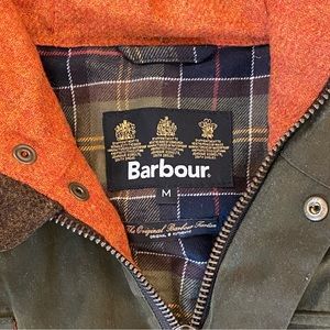 BARBOUR WESSEX ORVIS PARKA JACKET COTTON WOOL HOODED GREEN ORANGE MEDIUM M $695